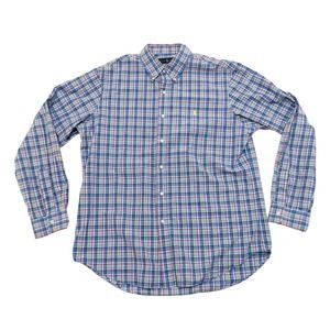 Ralph Lauren Shirt Adult L Blue Red Plaid Long Sleeve Button Up Shirt